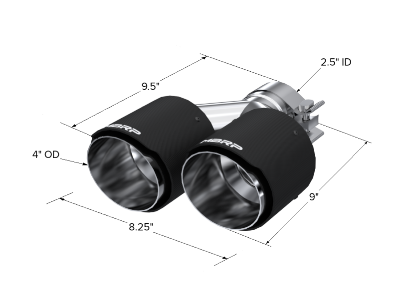 MBRP Universal Carbon Fiber Dual Tip 4in OD/2.5in Inlet T5177CF T5177CF Photo - Close Up