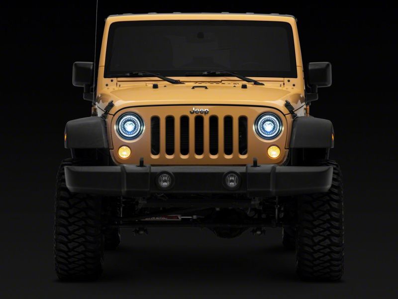 Raxiom 07-18 Jeep Wrangler JK Axial Series 7-In Dragon Eye LED Headlights- Blk Housing (Clear Lens) J167194 J167194 Photo - Close Up