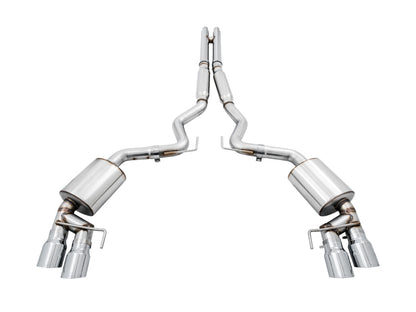 AWE Tuning 2018+ Ford Mustang GT (S550) Cat-back Exhaust - Touring Edition (Quad Chrome Silver Tips) 3015-42102 3015-42102 Photo - out of package