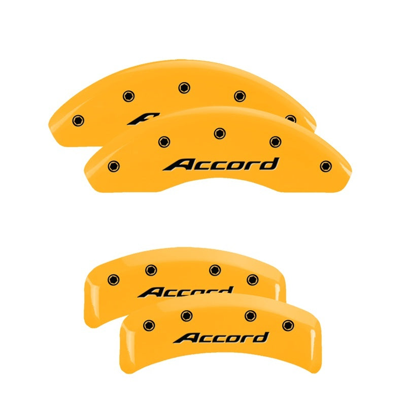 MGP 4 Caliper Covers Engraved Front Accord Engraved Rear Accord Yellow finish black ch 20130SACCYL 20130SACCYL Photo - Primary