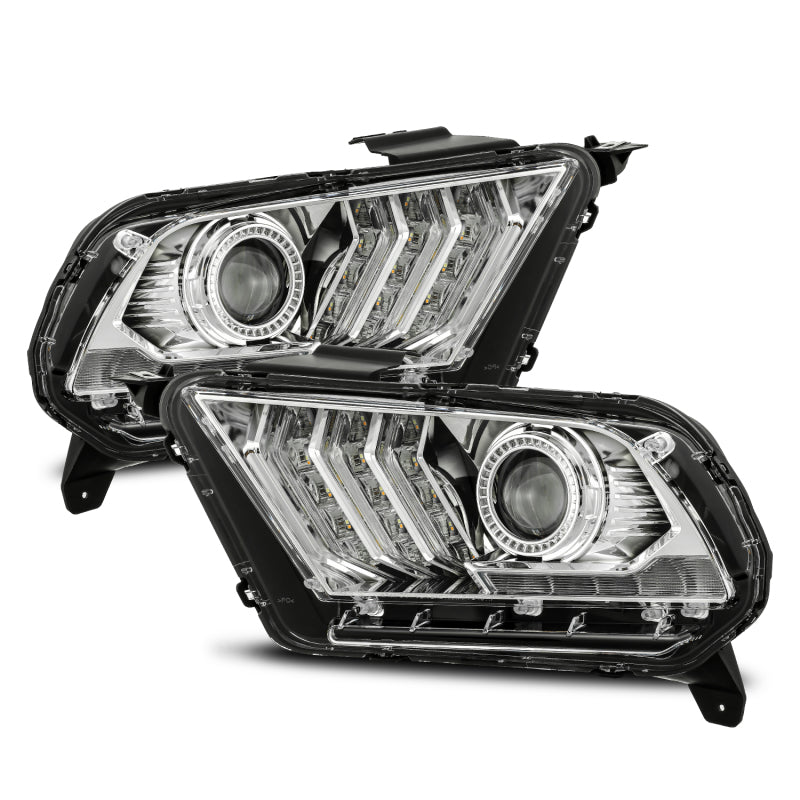 AlphaRex 10-12 Ford Mustang PRO-Series Projector Headlights Plank Style Chrome w/Top/Bottom DRL 880111 880111 Photo - Primary