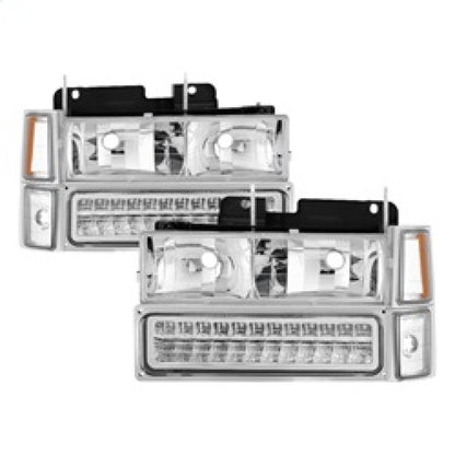 SPYDER Xtune 92-94 Blazer Full Size Corner/LED Bumper Headlights Chrome HD-JH-CCK88-LED-AM-C-SET 5069559 5069559 Photo - Primary