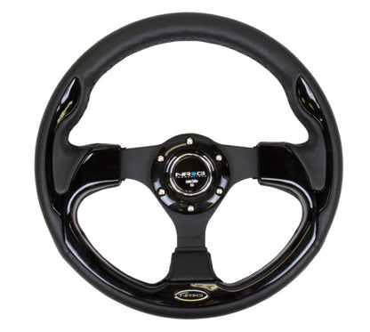 NRG Reinforced Steering Wheel- 320mm Sport Steering Wheel w/ Black Trim RST-001BK Photo - Primary