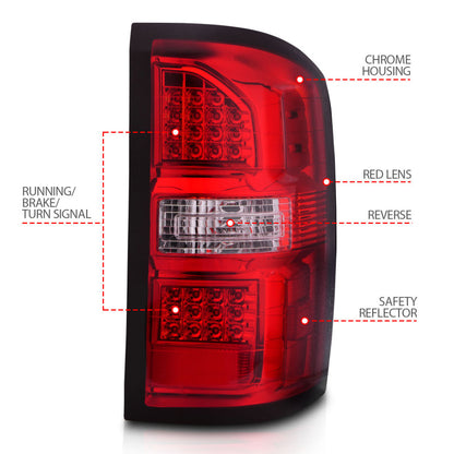 ANZO 2014-2018 GMC Sierra LED Tail Lights Black Housing Red/Clear Lens 311399 311399 User 3