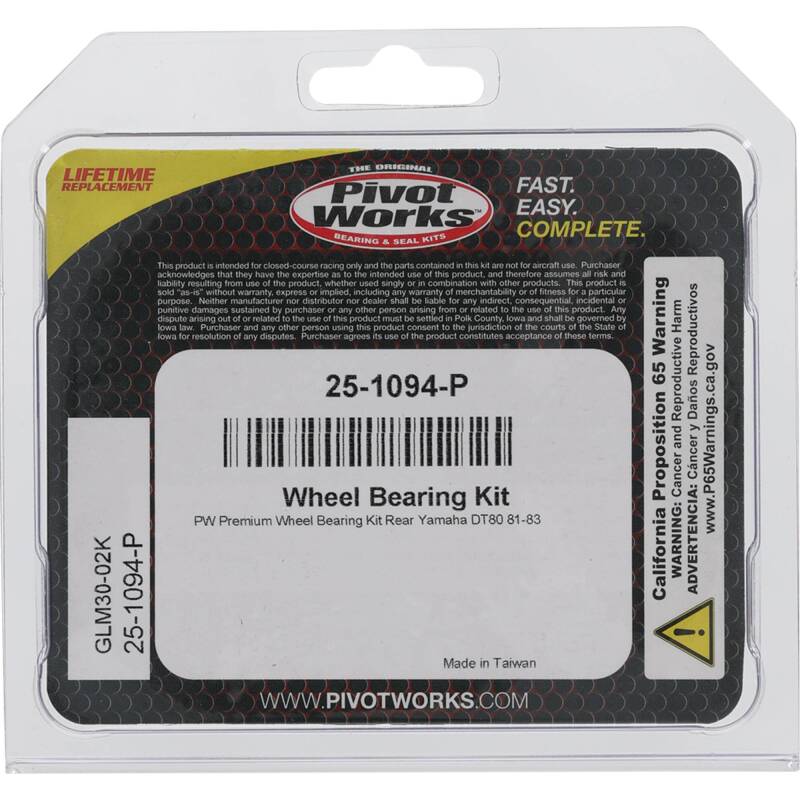 Pivot Works Yamaha Wheel Bearing Kit Premium Bearings 25-1094-P 25-1094-P Photo - Primary