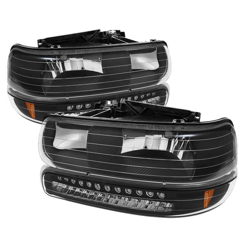 SPYDER Xtune Chevy TahOE 00-06 Headlights w/ LED Bumper Lights Amber Black HD-JH-CSIL99-LED-SET-BK 5069467 5069467 Photo - Primary