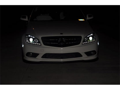 Spyder Mercedes Benz C-Class 08-11 Projector Headlights Halogen - DRL Blk PRO-YD-MBW20408-DRL-BK 5042262 5042262 Photo - Mounted