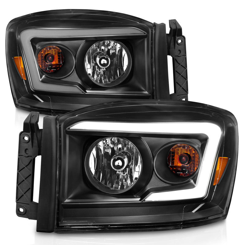 Anzo 06-09 Dodge RAM 1500/2500/3500 Headlights Black Housing/Clear Lens (w/ Light Bars) 111524 111524 Photo - Unmounted