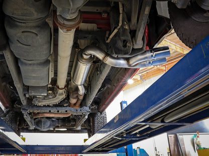 aFe POWER Rebel Series 3.5in SS Cat Back Exhaust w/Pol Tips 19-21 RAM V8-6.4L Hemi 49-42082-P 49-42082-P Photo - Mounted