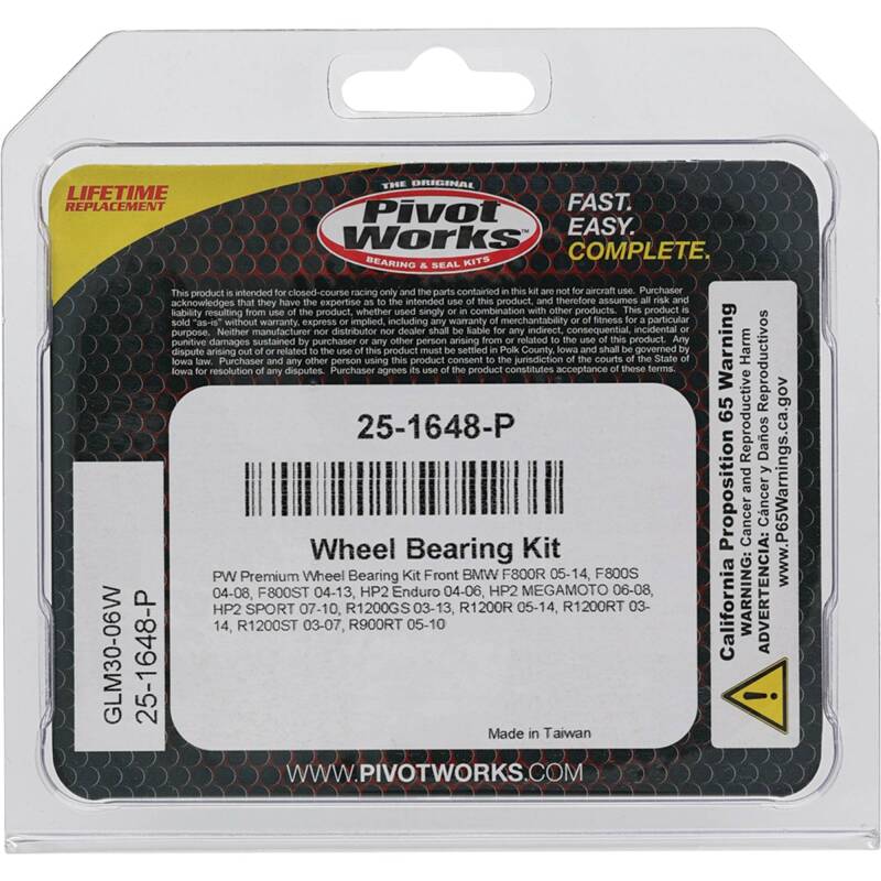 Pivot Works BMW Wheel Bearing Kit Premium Bearings 25-1648-P 25-1648-P Photo - Primary