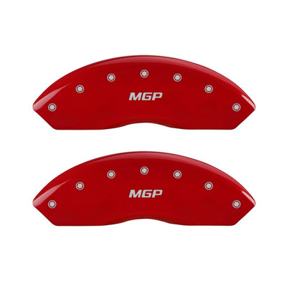 MGP Front set 2 Caliper Covers Engraved Front MGP Red finish silver ch 14003FMGPRD 14003FMGPRD Photo - Primary