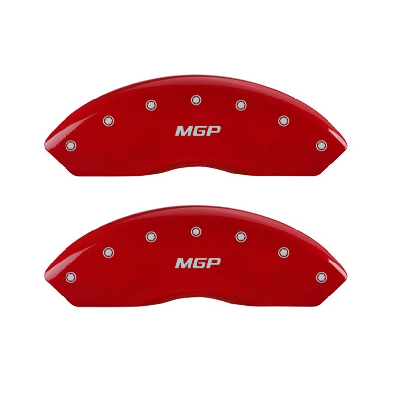 MGP Front set 2 Caliper Covers Engraved Front MGP Red finish silver ch 16094FMGPRD 16094FMGPRD Photo - Primary