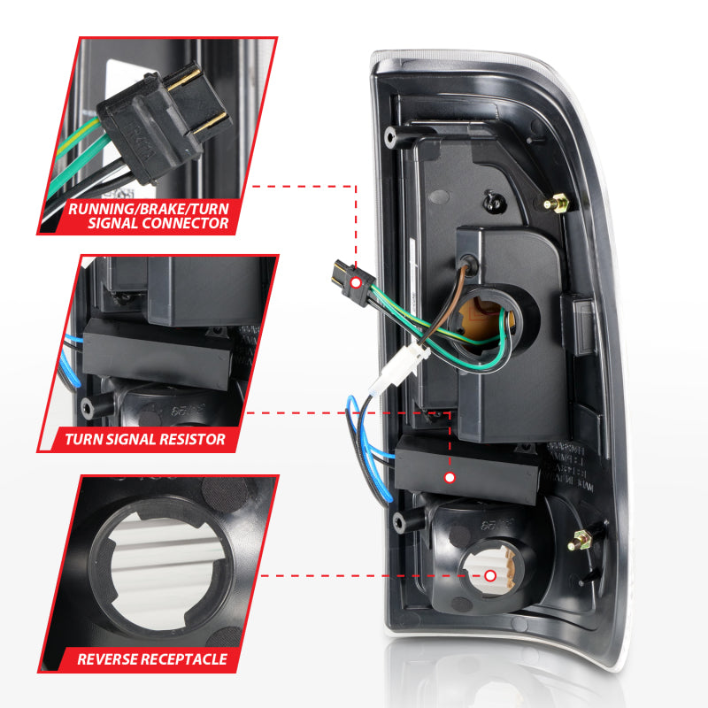 ANZO 1997-2003 Ford F-150 LED Tail Lights w/ Light Bar Black Housing Smoke Lens 311378 311378 Photo - Unmounted