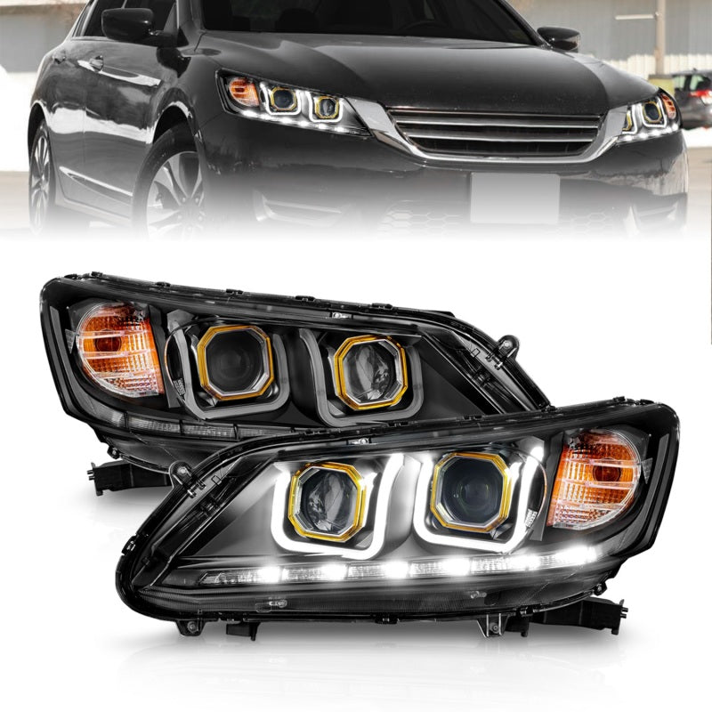 Anzo 2013-2015 Honda Accord Projector Headlights w/ U-Bar Black 121492 Photo - Primary
