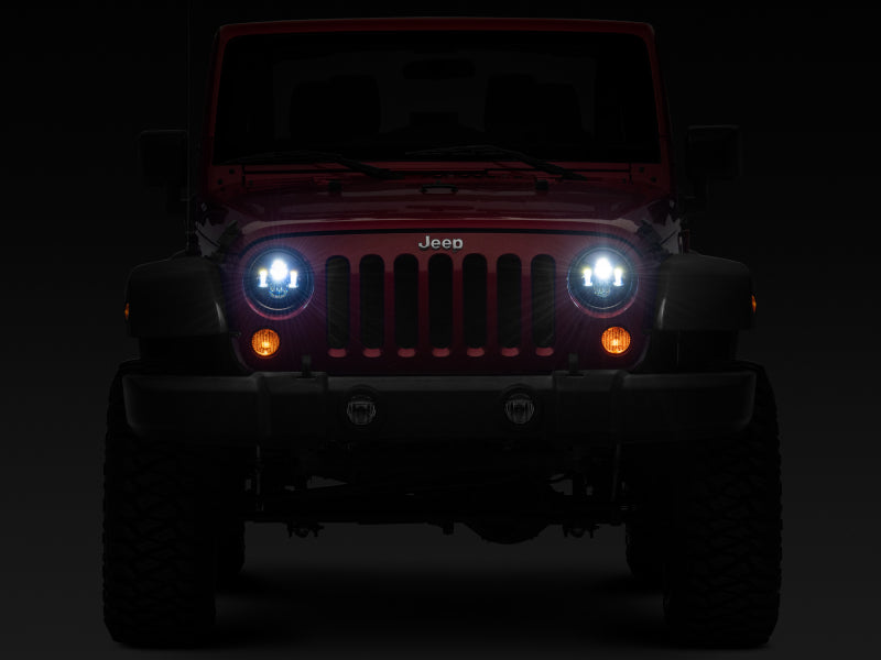 Raxiom 97-18 Jeep Wrangler TJ/JK Axial Series LED Daymaker Headlights- Black Housing (Clear Lens) J108042 J108042 Photo - Close Up