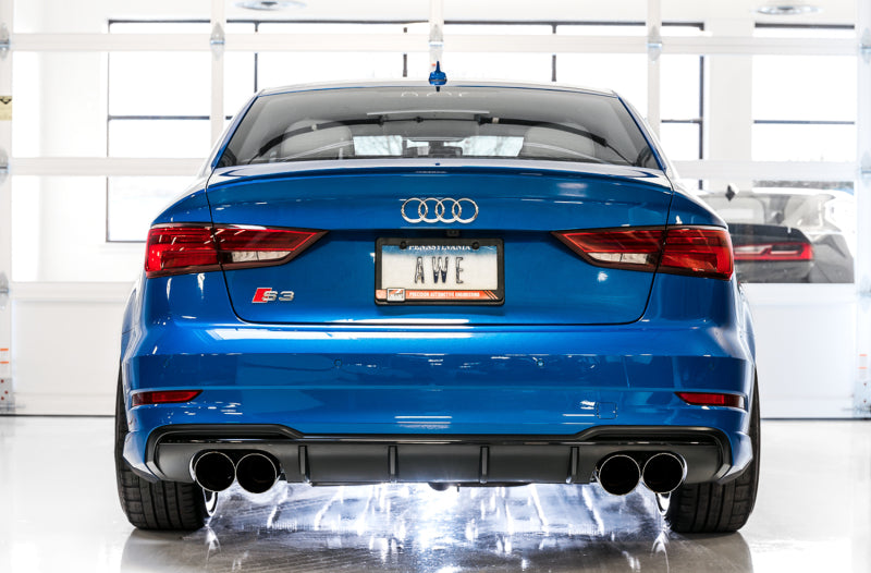 AWE Tuning Audi 8V S3 SwitchPath Exhaust w/Diamond Black Tips 102mm 3025-43072 3025-43072 Photo - Mounted