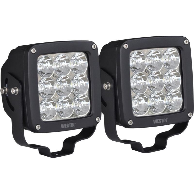 Westin Axis LED Auxiliary Light 4.5 inch x 4.5 inch Square Spot w/3W Osram (Set of 2) - Black 09-12219A-PR 09-12219A-PR Photo - Primary