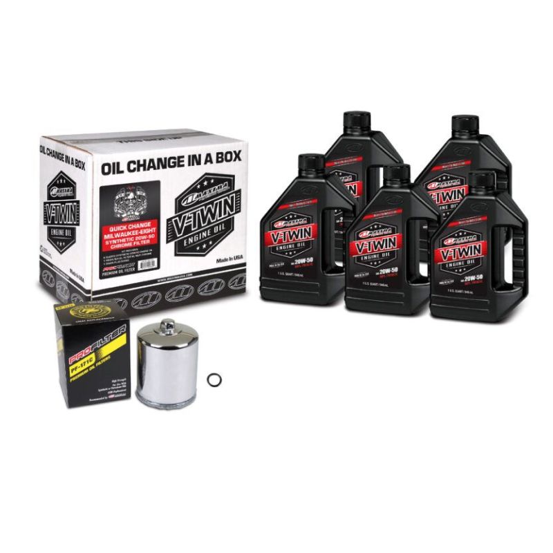 Maxima V-Twin Quick Change Kit Synthetic w/ Chrome Filter Milwaukee-Eight 90-129015PC