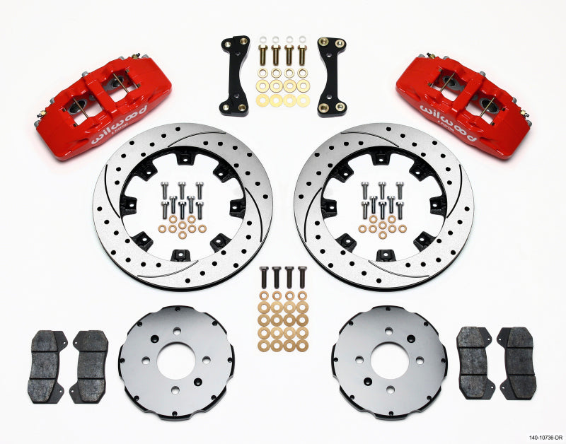 Wilwood DP6 Front Kit,12.19",Drilled,Red 90-99 Civic w/240 mm Disc 140-10736-DR Photo - Primary