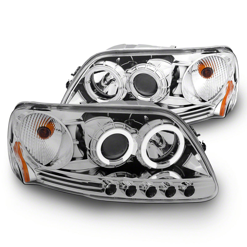 Raxiom 97-03 Ford F-150 LED Halo Projector Headlights- Chrome Housing (Clear Lens) T542860