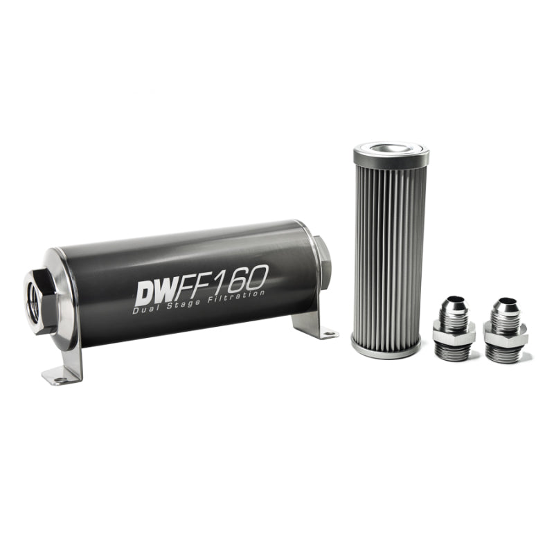 DeatschWerks '-8AN, 100 micron, 160mm In-line fuel filter kit 8-03-160-100K-8 Photo - Primary