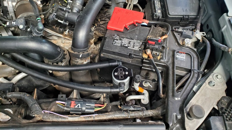 J&L 22-24 Ford Bronco Raptor 3.0L EcoBoost PCV Side Oil Separator 3.0 - Clear Anodized 3096P-C 3096P-C Photo - Mounted