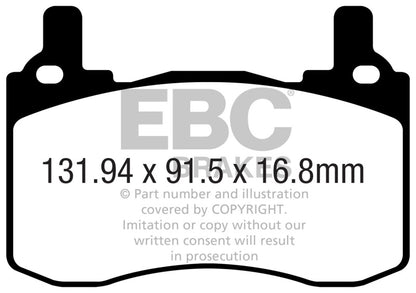 EBC 2019+ Genesis G70 2.0T (Brembo) Yellowstuff Rear Brake Pads DP42357R DP42357R Photo - Primary