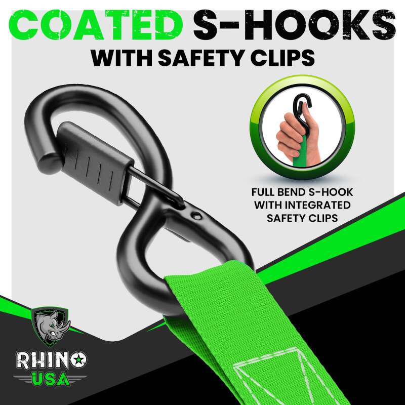 Rhino USA Medium Duty Ratchet Strap Tie-Down 4-Pack (Green) RCHT-4PACK-GRN RCHT-4PACK-GRN User 4
