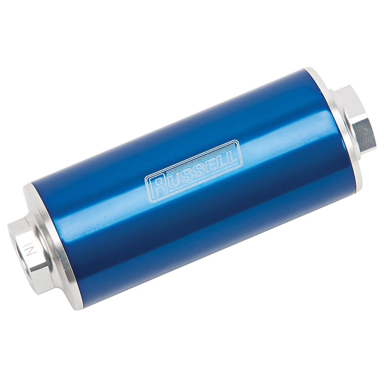 Russell Performance Profilter Fuel Filter 6in Long 10 Micron -10AN Inlet -10AN Outlet - Blue 649252 649252 Photo - Unmounted