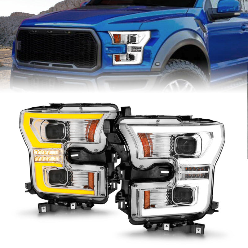 ANZO 15-17 Ford F-150 LED Projector Headlights - w/ Light Bar Switchback Chrome Housing 111548 111548 Photo - Primary
