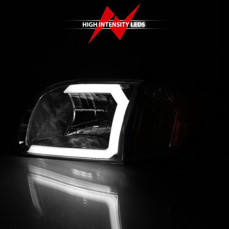 ANZO 00-04 Toyota Tundra (Reg/Acc Cab Only) Crystal Headlights w/Lgt Bar Chrome w/Corner Lights 2pc 111580 111580 Photo - Unmounted