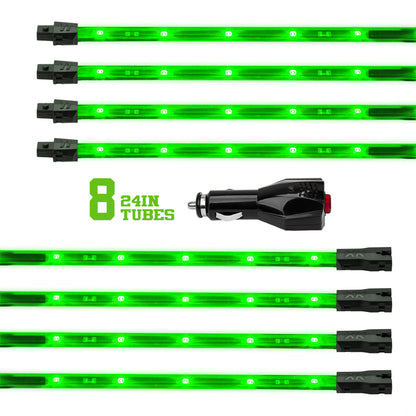 XKGLOW XK Glow Tube Single Color Underglow LED Accent Light Car/Truck Kit Green - 8x24In XK041002-G XK041002-G User 1