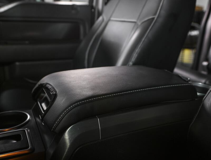 PRP Seats PRP 10-14 Ford Raptor  Center Console Cover- Black with Silver Stitch B107-06 B107-06 Photo - Close Up