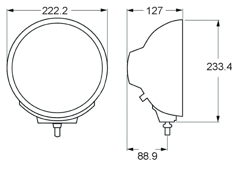 Hella Rallye 4000 Series Chrome Euro Beam 12V Halogen Lamp with Position Lamp H12560041 H12560041 Technical Drawing