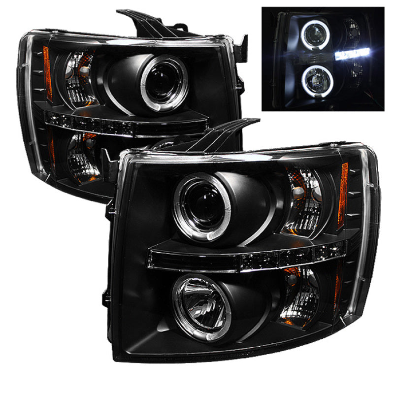 Spyder Chevy Silverado 1500 07-13 Projector Headlights LED Halo LED Blk PRO-YD-CS07-HL-BK 5009494 5009494 Photo - Primary