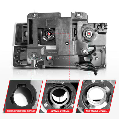 ANZO 88-98 Chevrolet C1500 Crystal Headlights w/ Light Bar Black Housing w/ Signal Side Markers 8Pcs 111528 111528 Photo - Unmounted