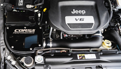 Corsa 12-18 Jeep Wrangler JK 3.6L V6 Closed Box Air Intake w/ MaxFlow 5 Oiled Filter 44412O 44412O Photo - lifestyle view