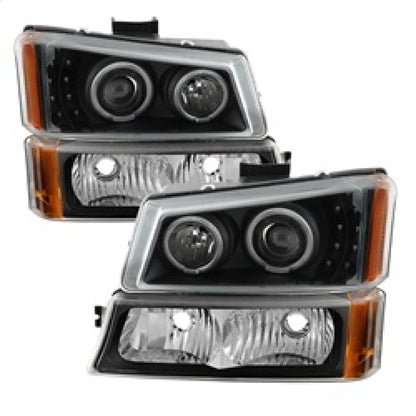 SPYDER xTune Chevy Silverado 03-06 Projector Headlights 4pcs - LED Halo - Black PRO-JH-CSIL03-SET-BK 9036774 9036774 Photo - Primary
