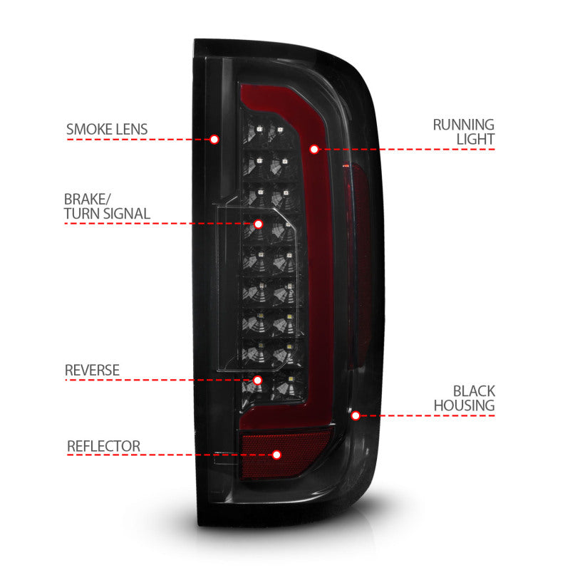 ANZO 15-21 GMC Canyon Full LED Tail Lights w/ Red Lightbar Black Housing Smoke Lens 311435 311435 User 3