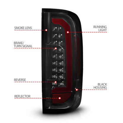 ANZO 15-21 GMC Canyon Full LED Tail Lights w/ Red Lightbar Black Housing Smoke Lens 311435 311435 User 3