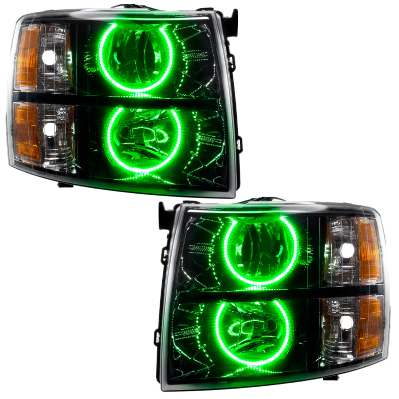 ORACLE Lighting 07-13 Chevrolet Silverado Assembled Halo Headlights Round Style - Blk Housing -Green 7105-004 7105-004 Photo - Primary