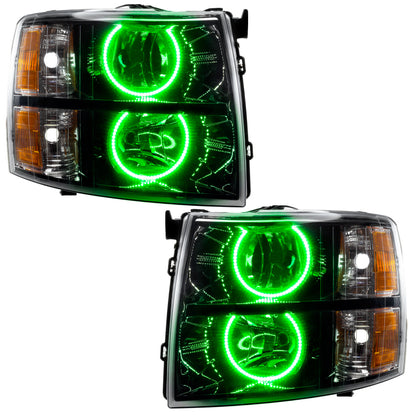 ORACLE Lighting 07-13 Chevrolet Silverado Assembled Halo Headlights Round Style - Blk Housing -Green 7105-004 7105-004 Photo - Primary