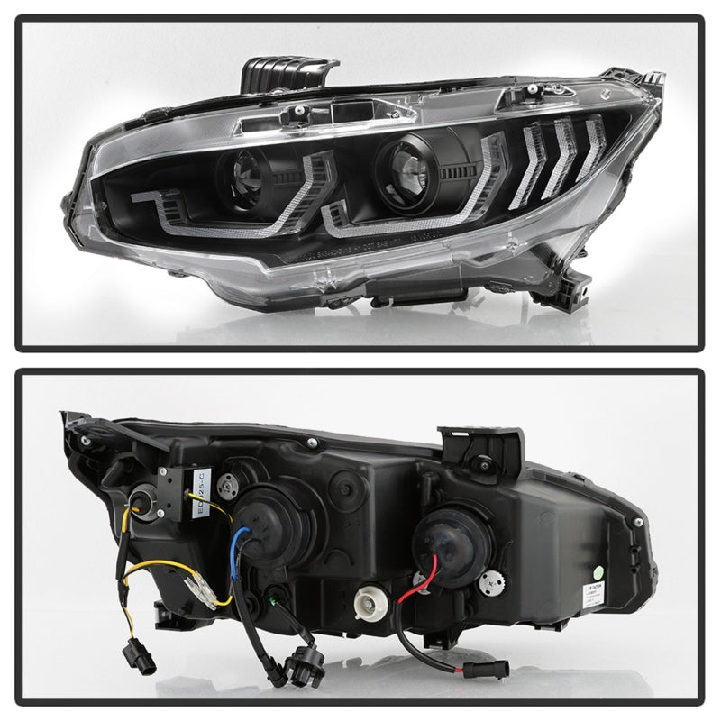Spyder 16-18 Honda Civic 4Dr w/LED Seq Turn Sig Lights Proj Headlight - Black - PRO-YD-HC16-SEQ-BK 5086099 5086099 Photo - Unmounted
