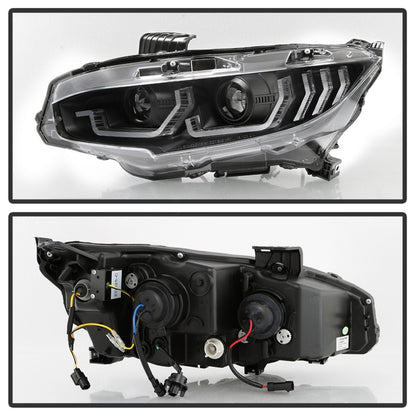 Spyder 16-18 Honda Civic 4Dr w/LED Seq Turn Sig Lights Proj Headlight - Black - PRO-YD-HC16-SEQ-BK 5086099 5086099 Photo - Unmounted