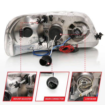 Anzo 1997.5-2003 Ford F-150 Projector Headlights w/ Halo and LED Chrome 1pc 111032 Photo - Unmounted