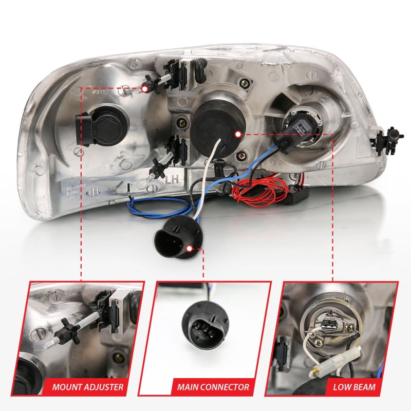 Anzo 1997.5-2003 Ford F-150 Projector Headlights w/ Halo and LED Chrome 1pc 111032 Photo - Unmounted