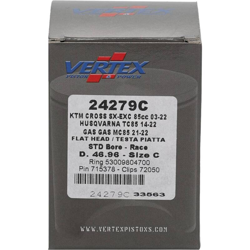 Vertex Pistons Vertex Piston 09-24 KTM 85 SX 85cc Cast Race Piston Kit 24279C 24279C Photo - Primary