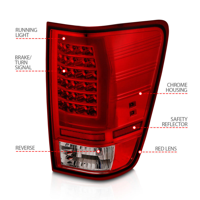ANZO 04-15 Nissan Titan Full LED Tailights Chrome Housing Red/Clear Lens 311422 311422 User 3