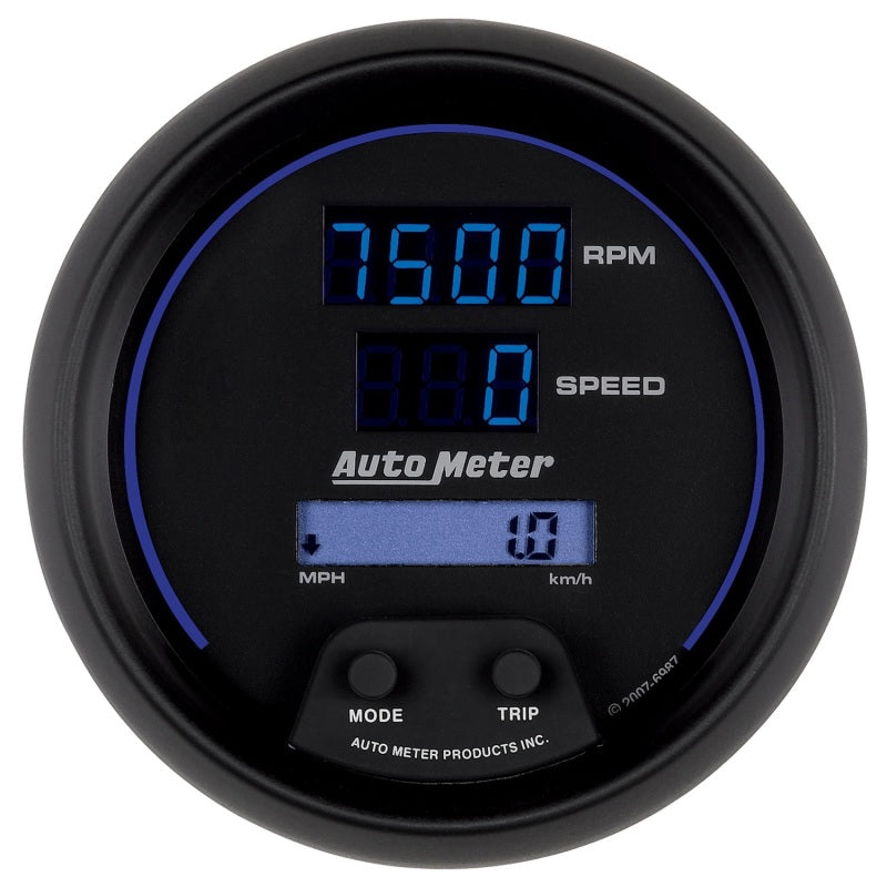 Autometer 3-3/8" Tachmeter/Speedometer Combo, 8K Rpm/260 Mph, Electric, Cobalt 6987 Photo - Primary