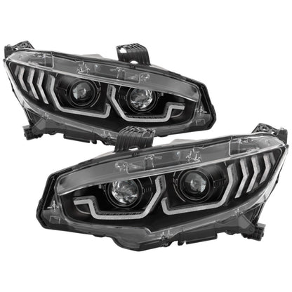 Spyder Honda Civic 16-18 2DR/4DR/Hatchback Headlight Black PRO-YD-HC16PL-SEQ-BK 5087539 5087539 Photo - Primary
